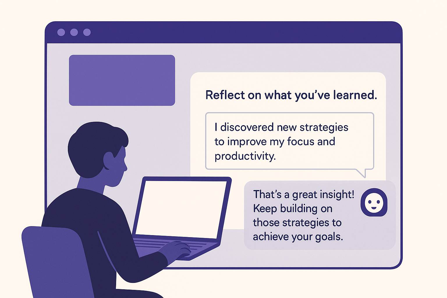 An embedded open-ended question inside a course lesson with AI guidance